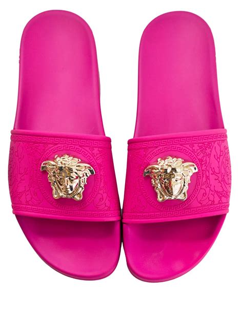 limited edition pink versace slides|Versace pink slides girls.